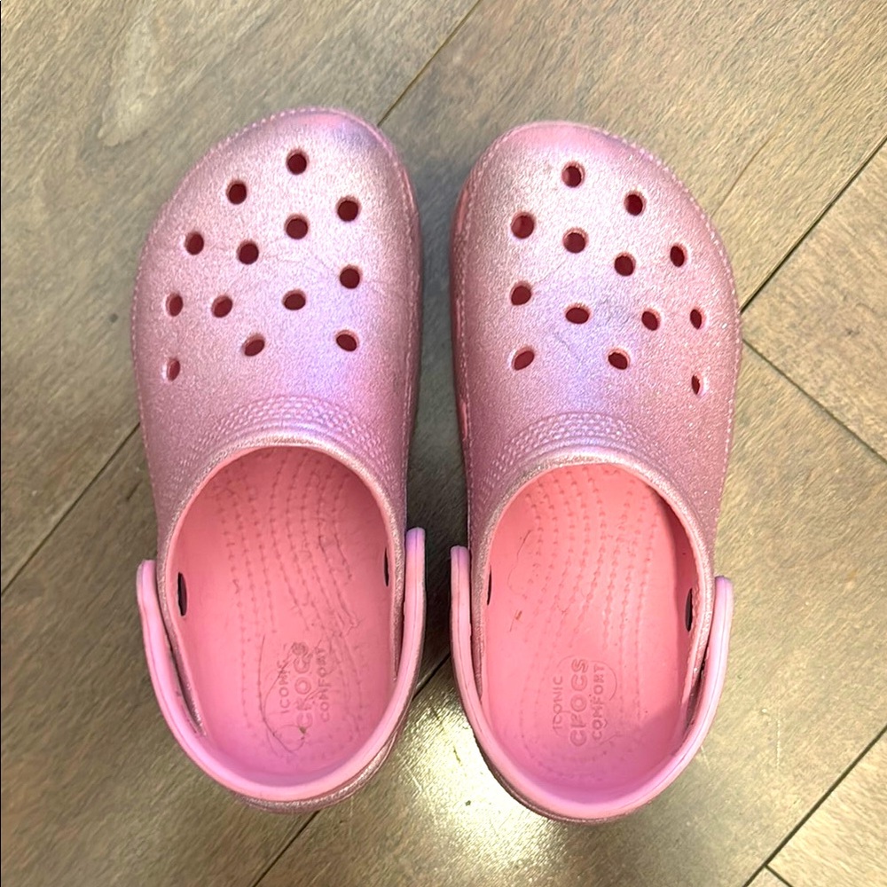 CROCS Pink Sparkly water shoes